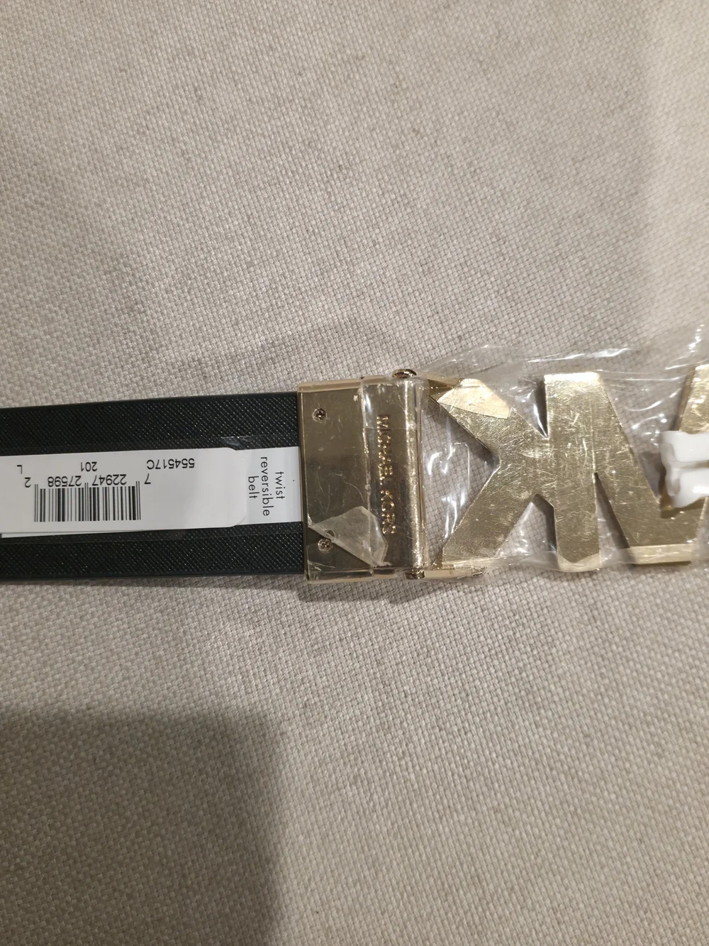 Michael Kors Brown MK Logo Reversible Belt with Gold Buckle